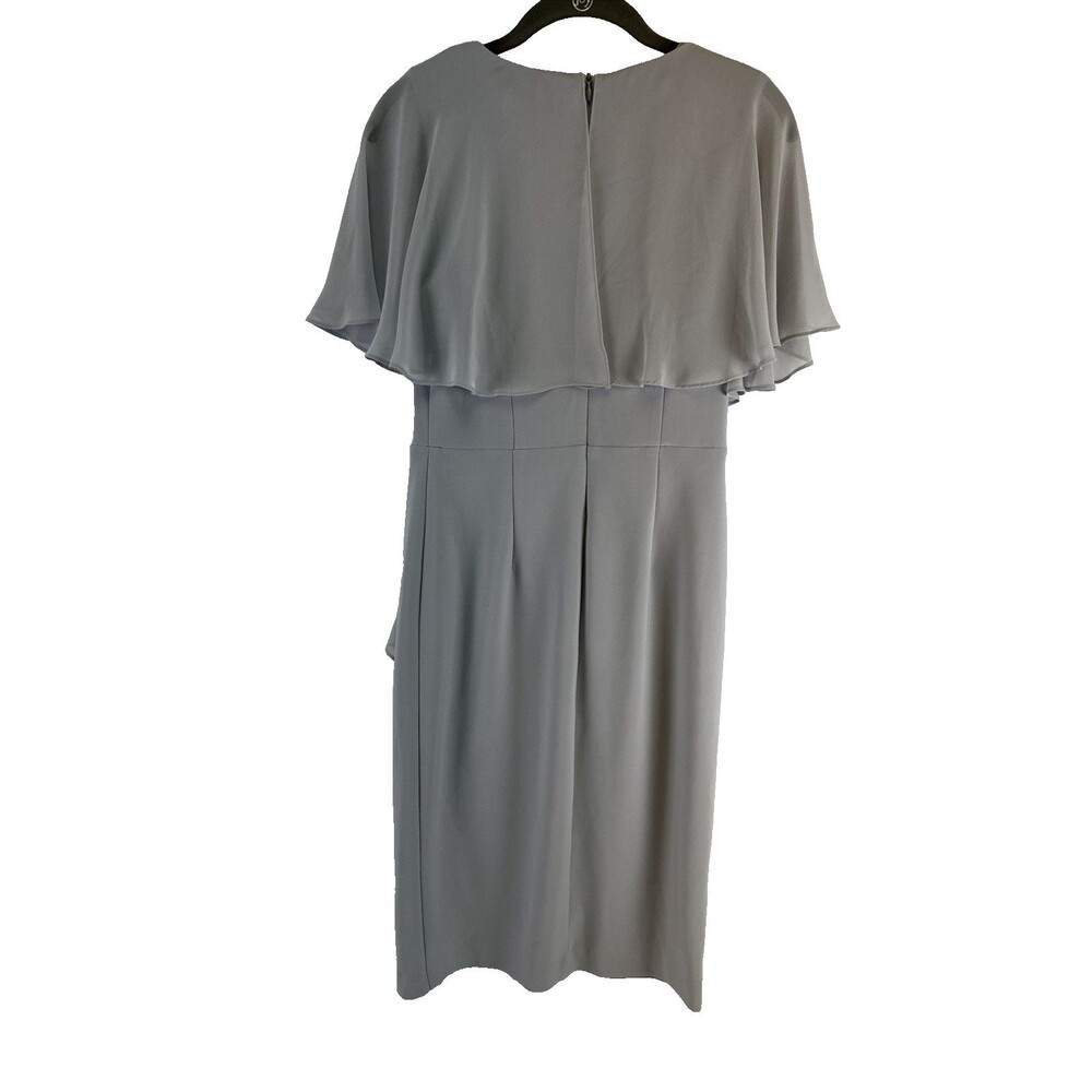Joseph Ribkoff Dress Gray Chiffon Ruffle Shawl V-Neck Womens 4 - Picture 6 of 12